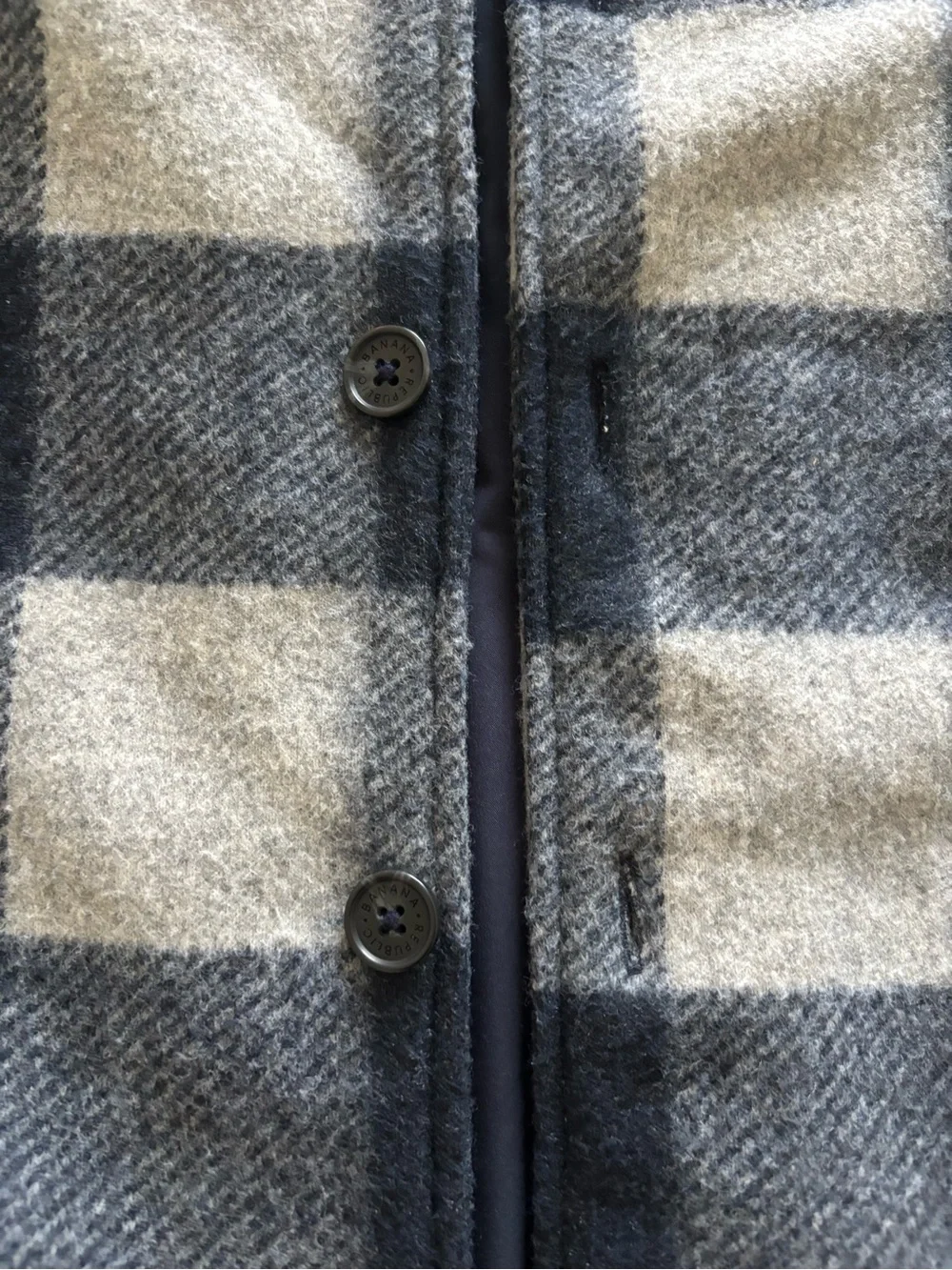 Men's Navy & Gray Plaid Button-Up Jacket